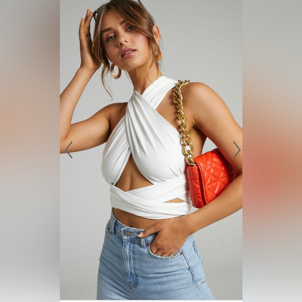 SHOWPO LILAH MULTI TIE CROP TOP IN WHITE